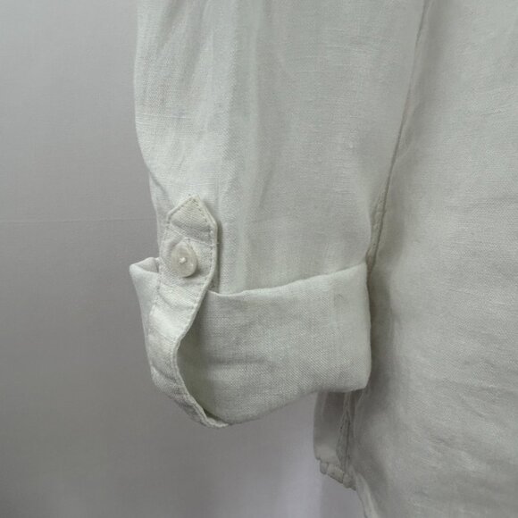 White Linen Women's Blouse - Minimalist Lightweight - Small S - Picture 9 of 9